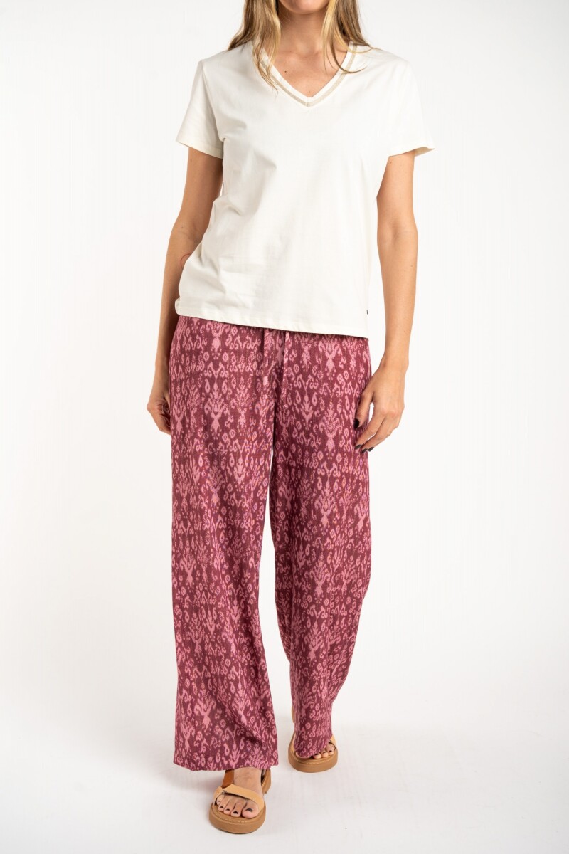 Pantalón Algodón Estampado Rosa