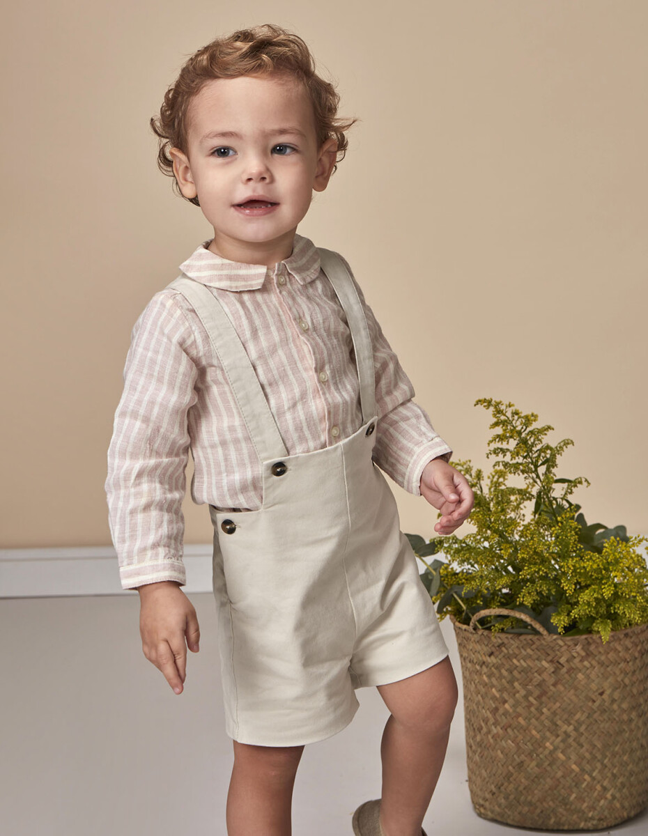 Camisa Cuello Bebe Rayas - Rosa Suave 