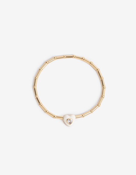 Pulseras Elásticas Strass Pulsera Dije Cubic Corazón - Dorado