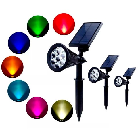 Foco Led Recargable Solar X3 Exterior Pared Piso RGB Colores Foco Led Recargable Solar X3 Exterior Pared Piso RGB Colores
