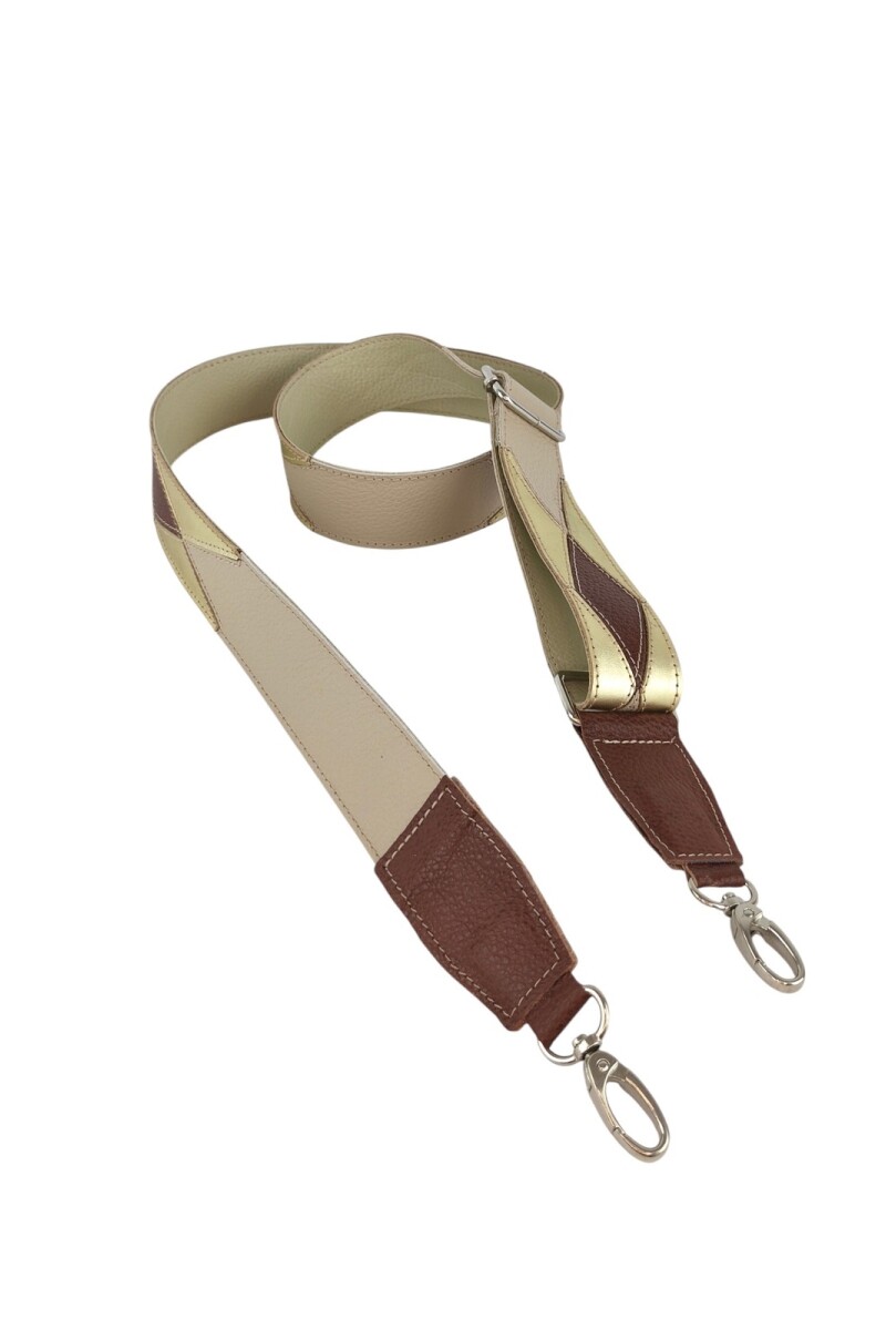 Correa de Cuero con Diseño Patchwork beige