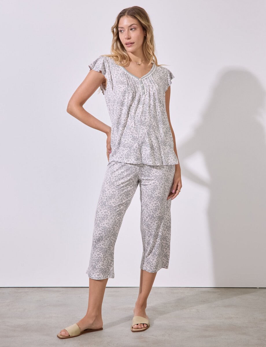 Set Remera & Capri - Multi/gris 