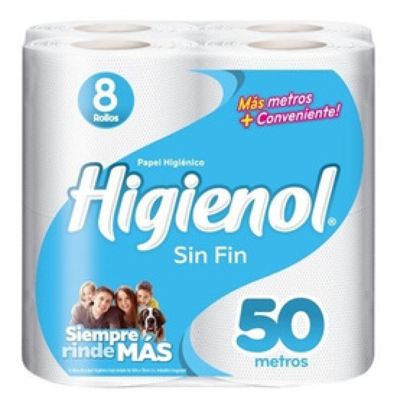 Papel Higiénico Higienol Sin Fin 50 Mts. 8 Uds. Papel Higiénico Higienol Sin Fin 50 Mts. 8 Uds.