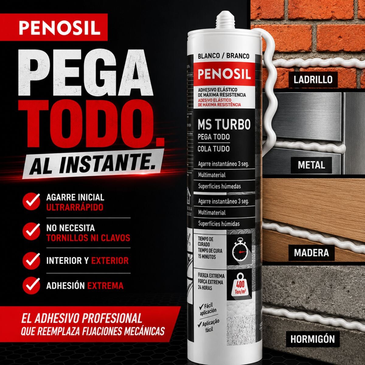 ADHESIVO PEGA TODO MS TURBO BLANCO 290ML PENOSIL Adhesivo Pega Todo Ms Turbo Blanco 290ml Penosil
