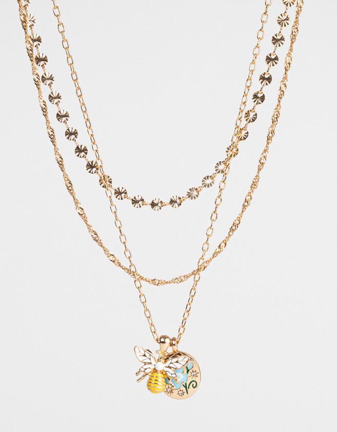 Collares Cortos Esmaltado Collar Corto Multicadena - Dorado