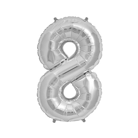 Globo números de aluminio 81 cm 8 Plata