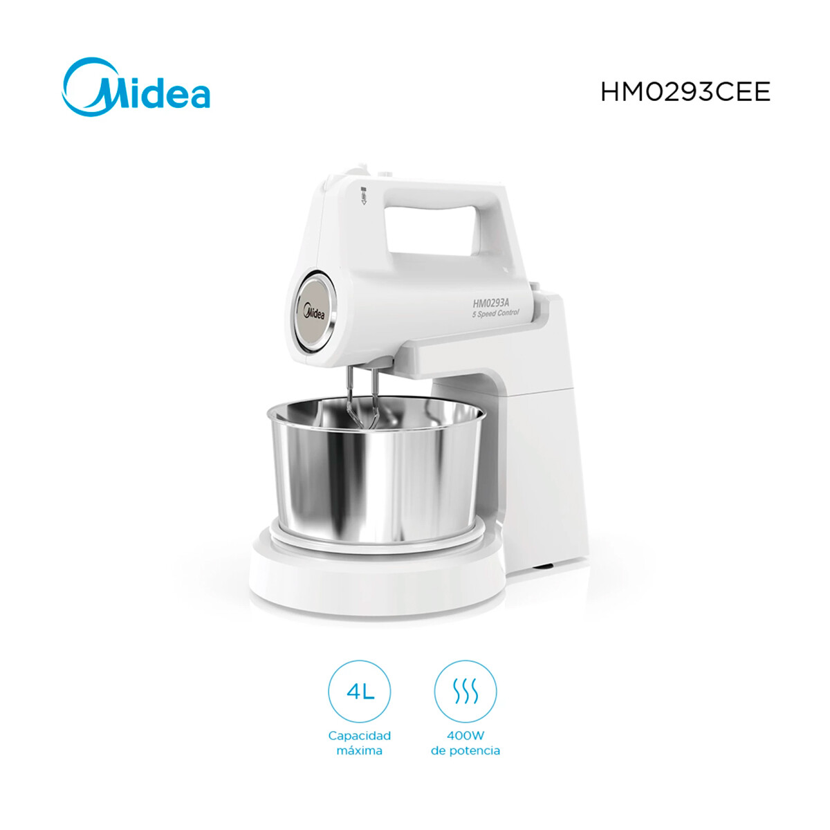 Batidora De Mano Con Bowl Midea Hm0293a 
