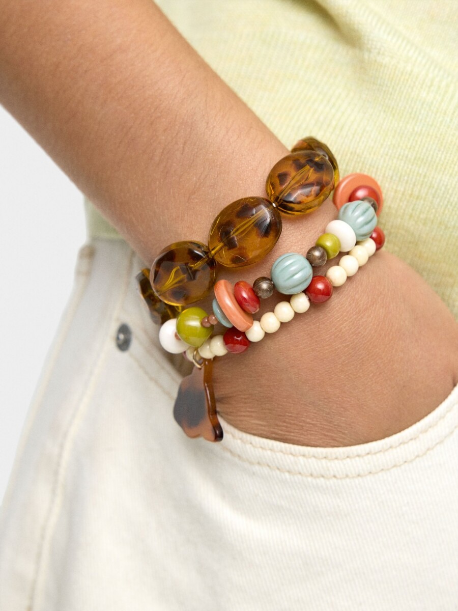 Set De Pulseras Efecto Carey multicolor