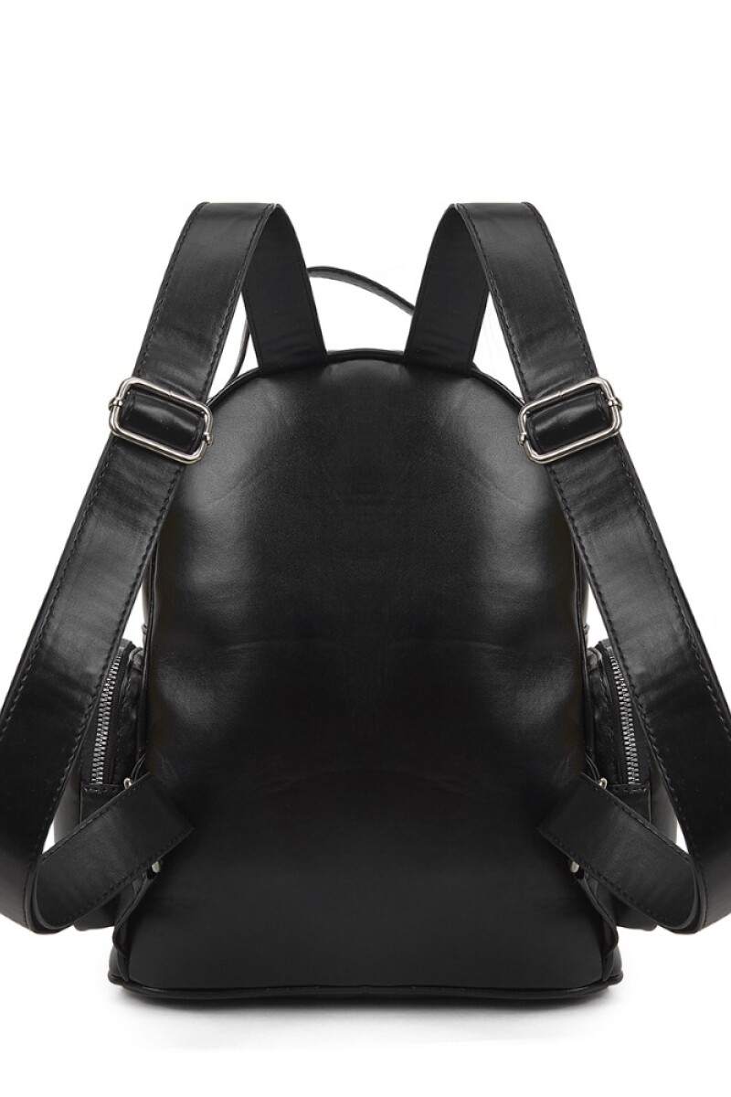 Mochila con bolsillo frontal y lateral Negro