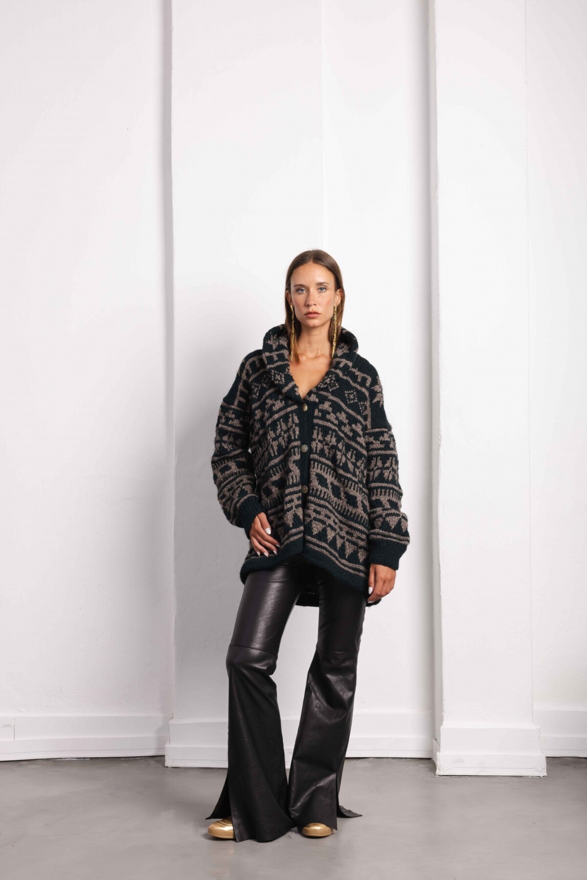 Saco Rosly Lana Base Topo Con Verde