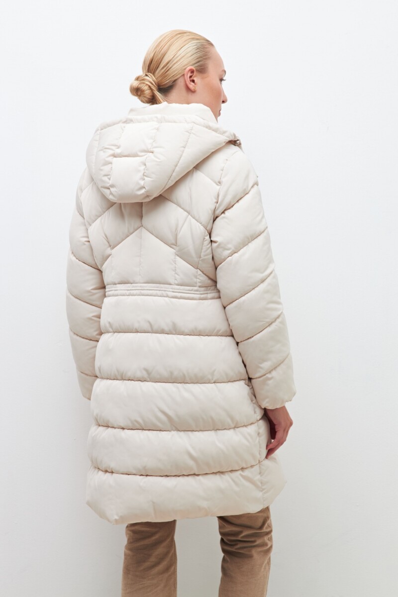 Campera capitoneada con capucha desmontable beige