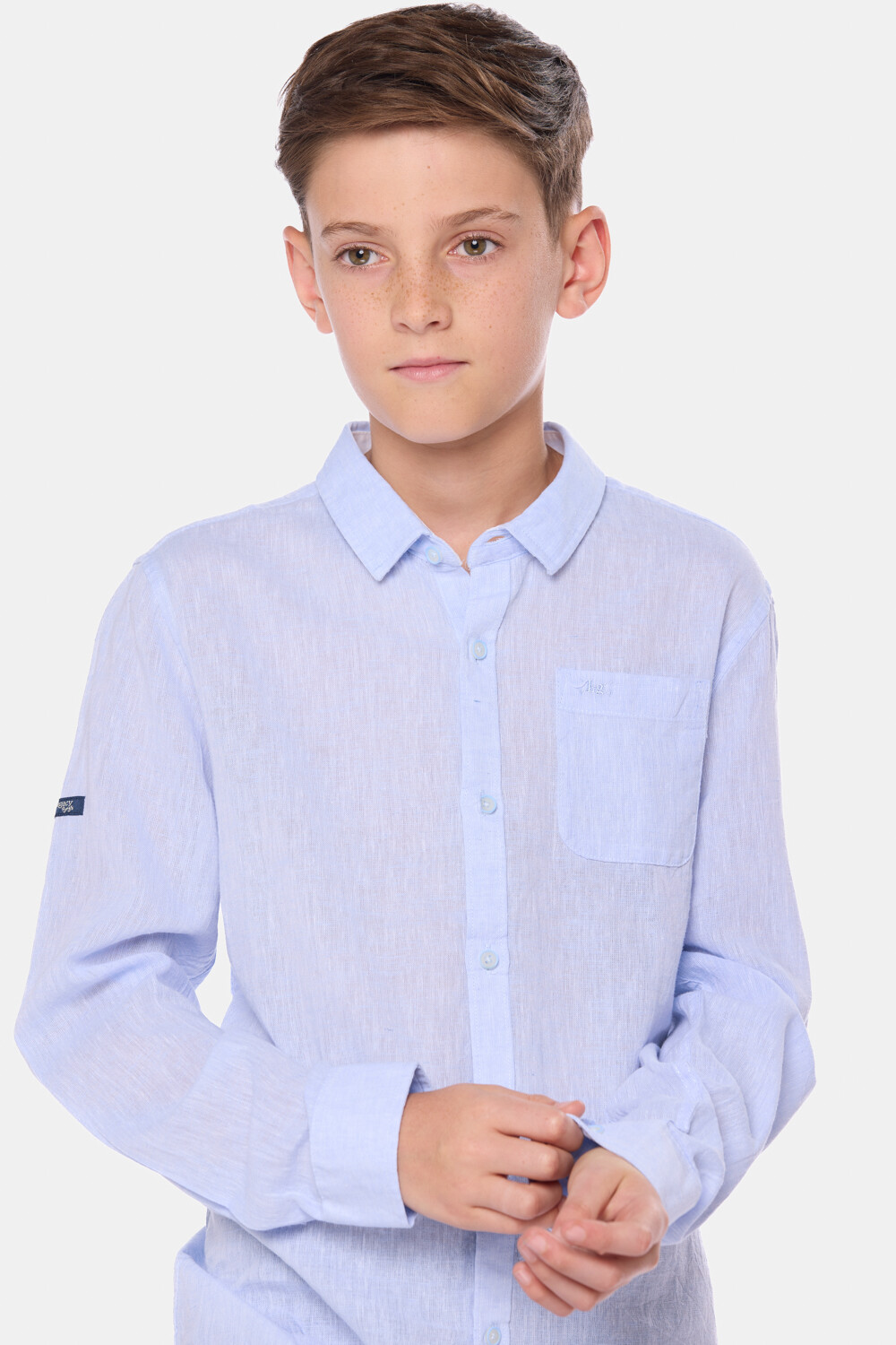 CAMISA DE LINO Celeste