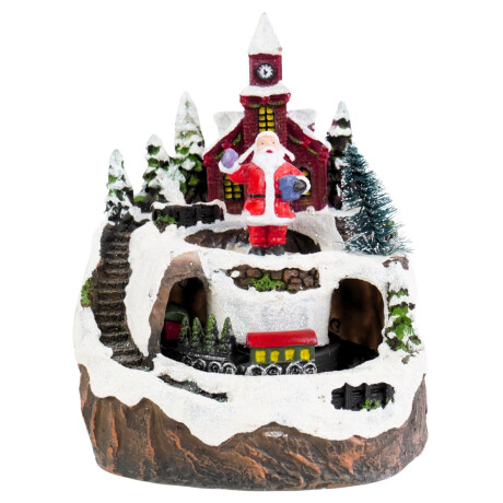 Adorno navideño con iglesia y tren con luz, sonido y movimiento Adorno navideño con iglesia y tren con luz, sonido y movimiento