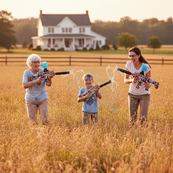 Pistola Hidrogel Ametralladora Luz Sonido Humo Recargable Color Rojo