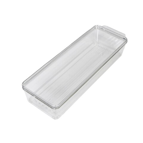 ORGANIZADOR RECT ACRIL TRANSP C/TAPA 30X10X5CM Unica