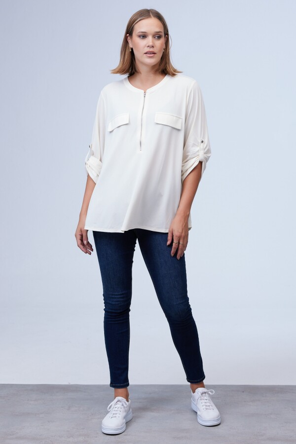 Blusa Oversize Zip CRUDO