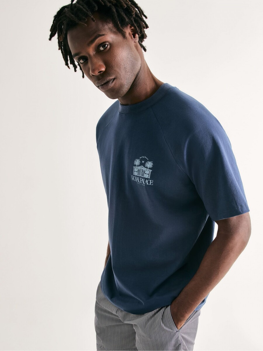 CAMISETA MANGA CORTA CON ESTAMPA - AZUL 