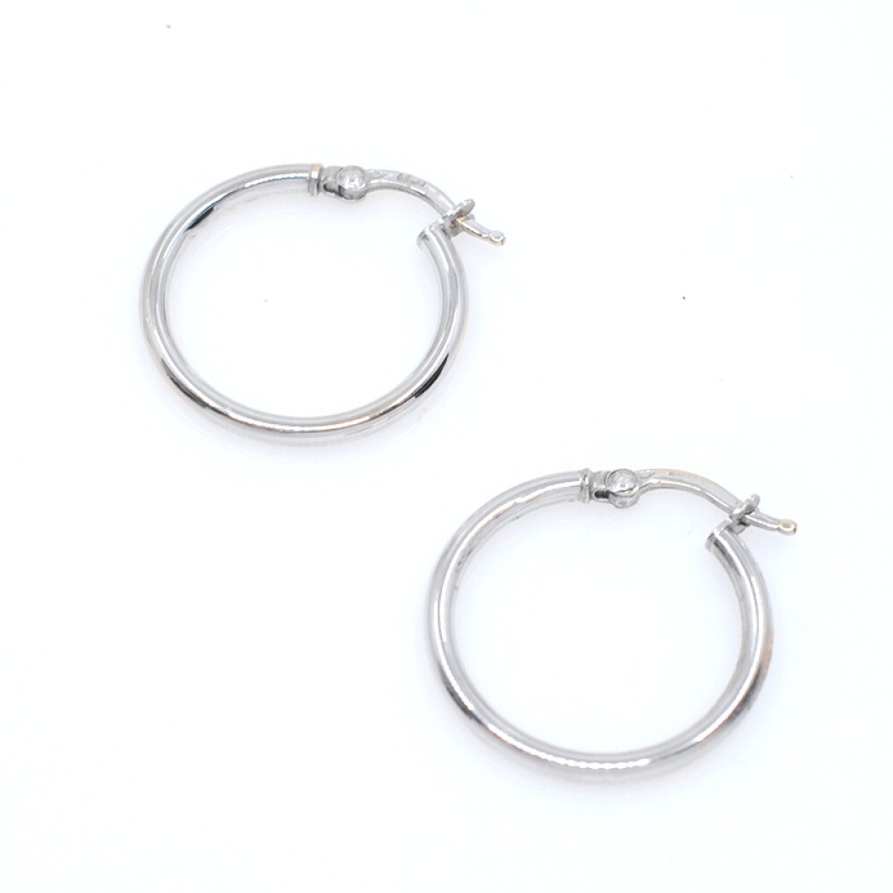 Aros finos en oro 18k blanco de 20mm Aros finos en oro 18k blanco de 20mm