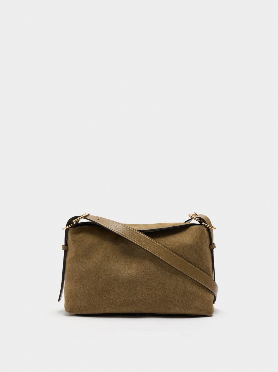 Bolso Bandolera Con Piel - camel 