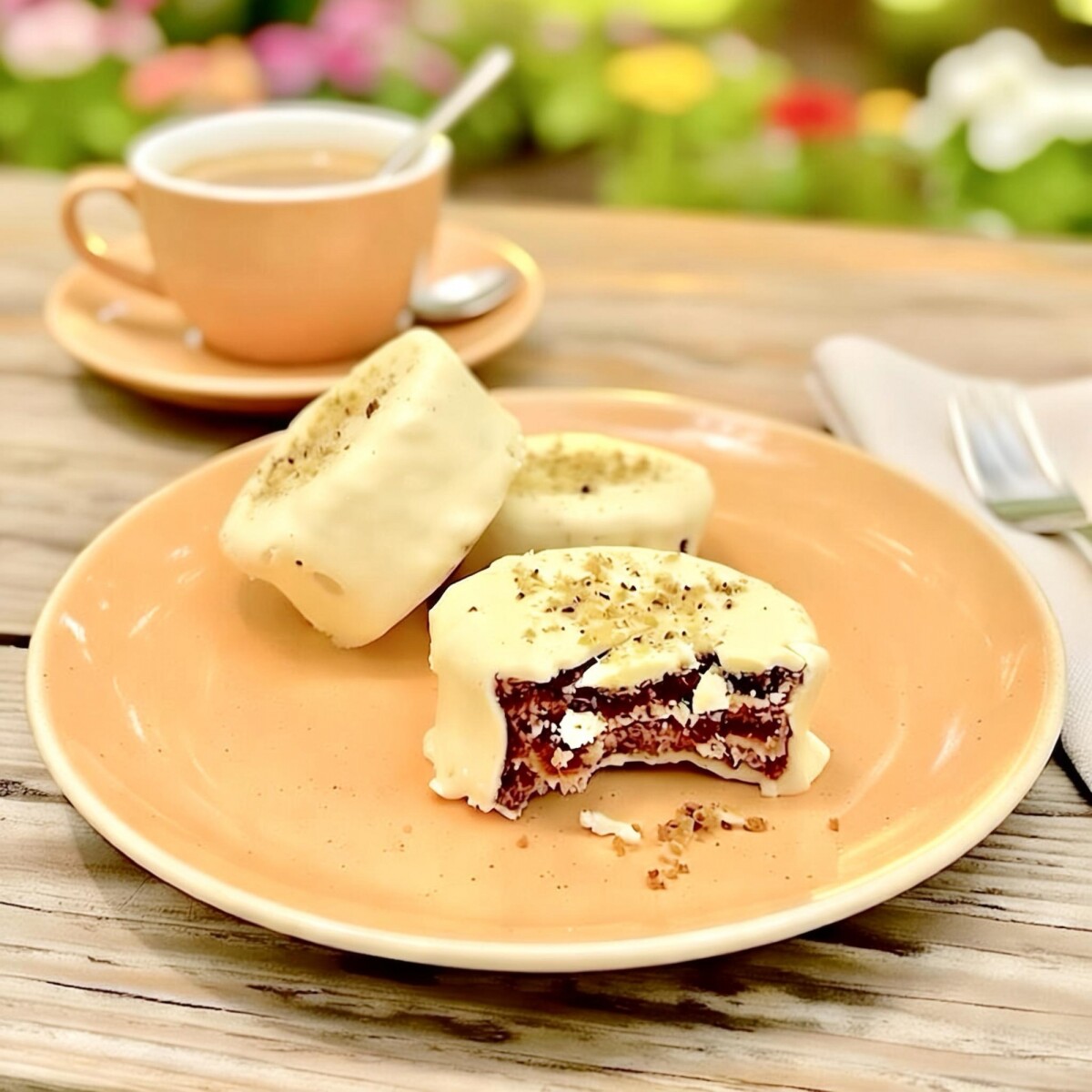 Alfajor de Chocolate Blanco y Nueces 