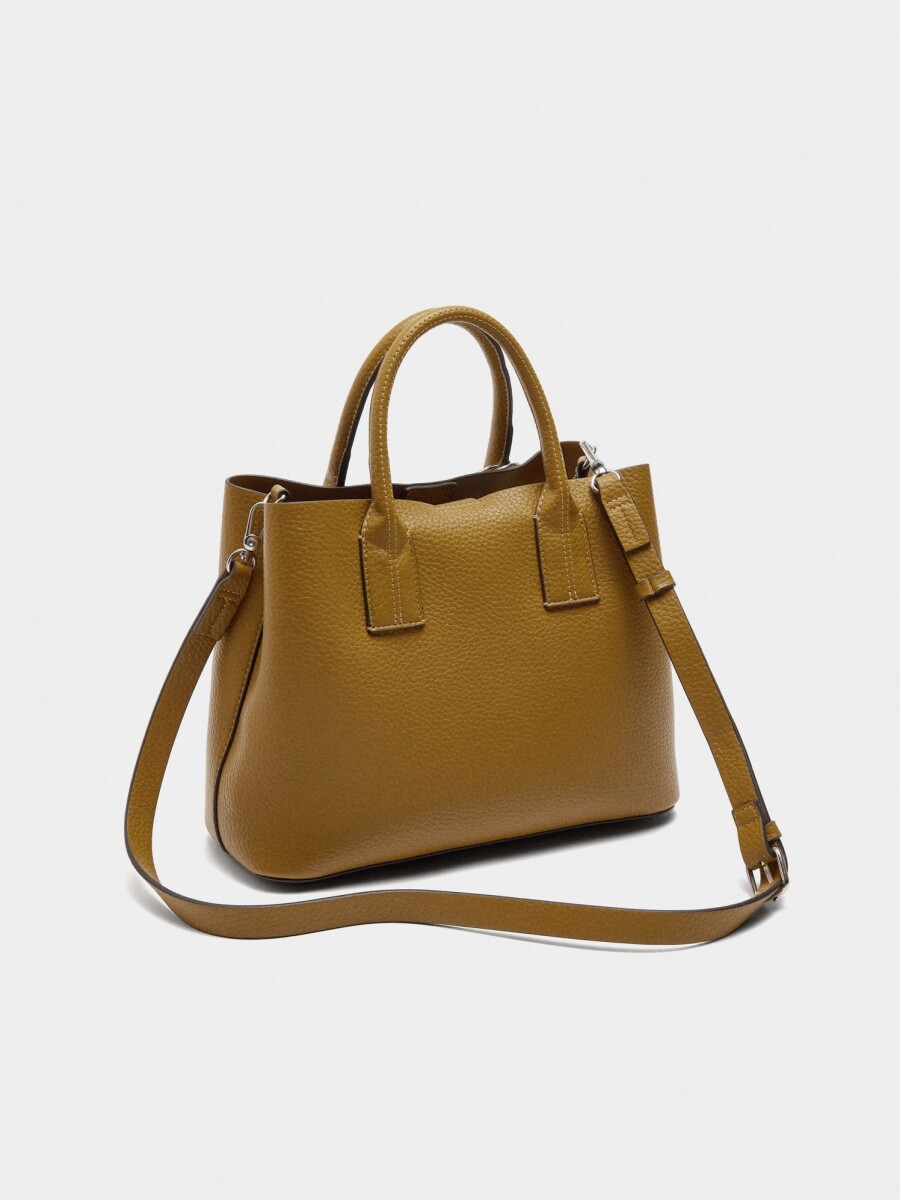 Bolso Tote Con Textura mostaza