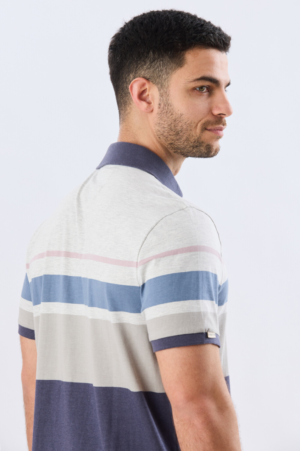 REMERA POLO RAYADA JERSEY Gris