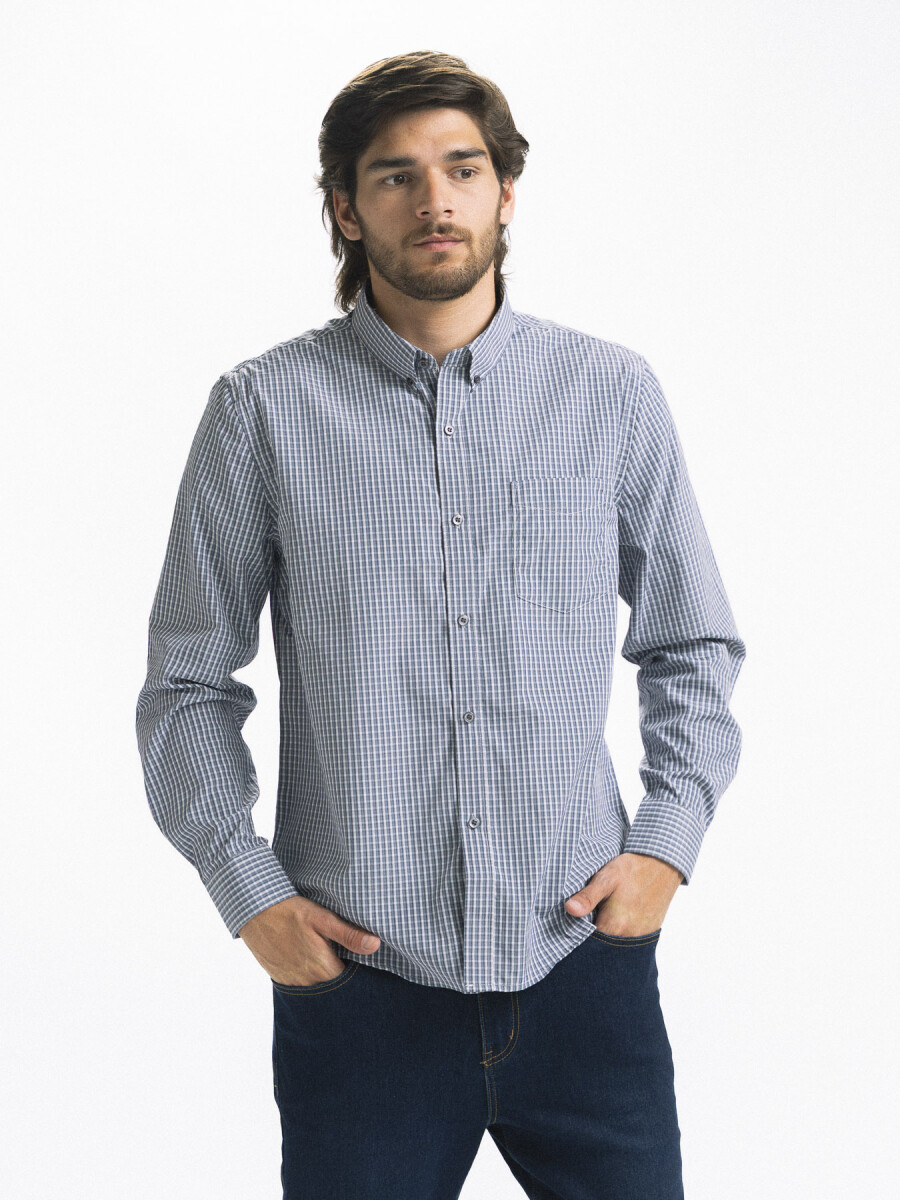 Camisa Manga Corta a Cuadros - Gris Oscuro/ Fantasia 5 