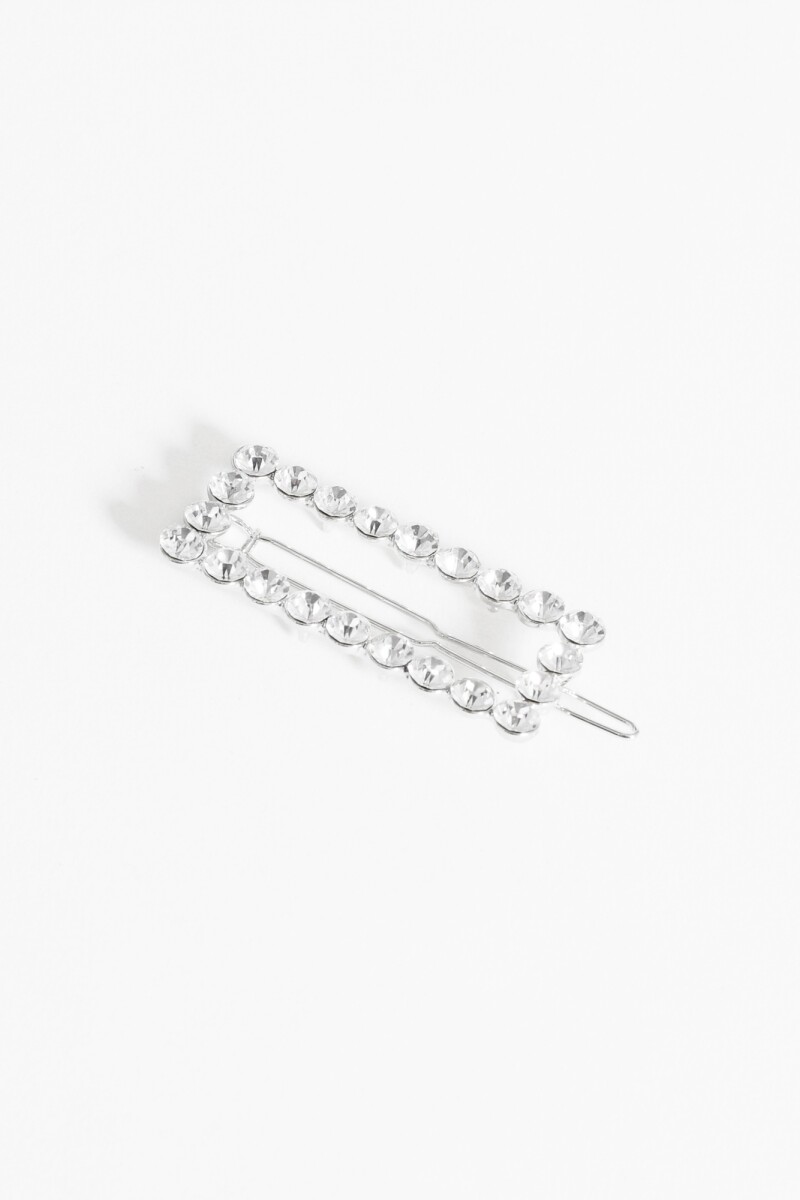 Broche clip strass plateado