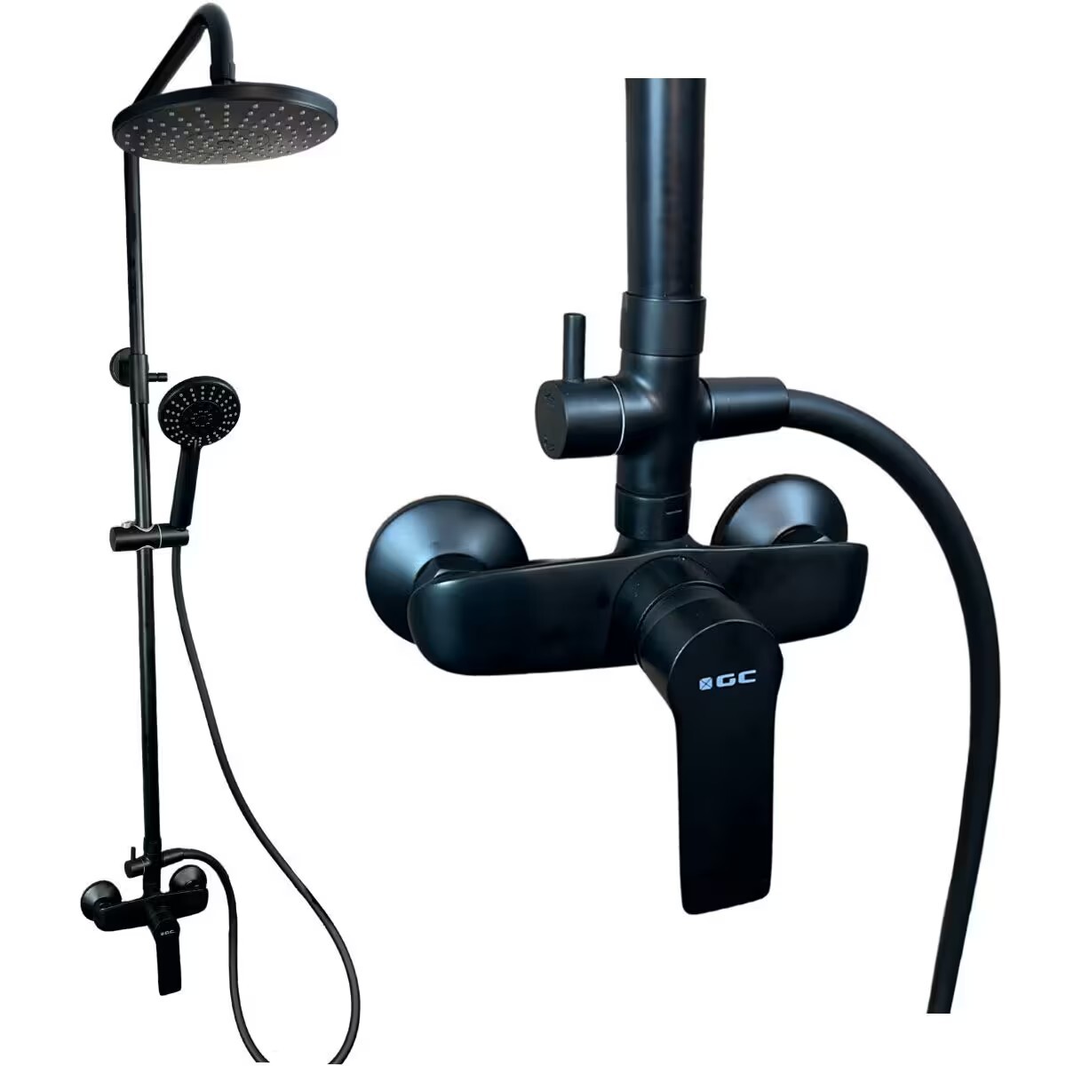 Barral De Ducha Monocomando Exterior Con Transferencia Blaster Negro Mate 