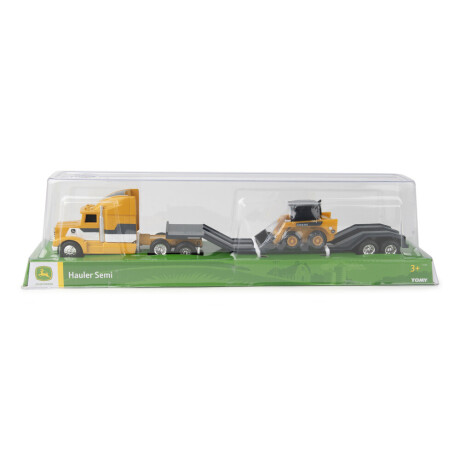 Camion semiremolque escala 1/64 c/minicargadora amarillo
