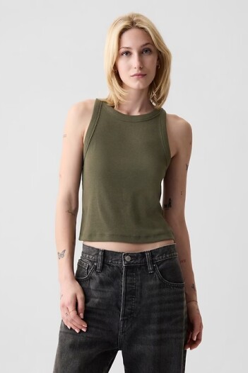 Musculosa Modal Cuello Halter Mujer Olive Night 19-0515Tcx
