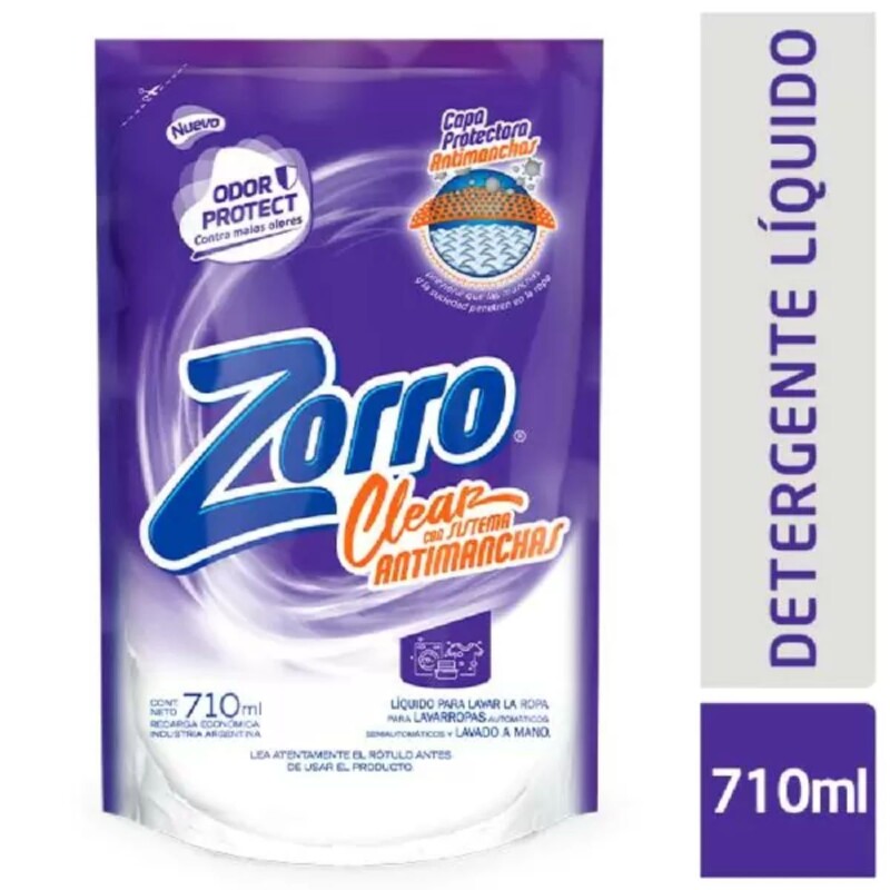 Jabón Líquido Zorro Clear Antimanchas 2.6 LT + 710 ML DE REGALO Jabón Líquido Zorro Clear Antimanchas 2.6 LT + 710 ML DE REGALO