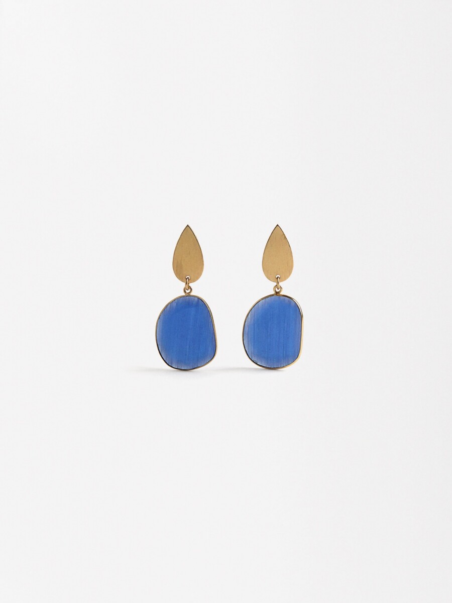 Pendientes Dorados Con Piedra azul