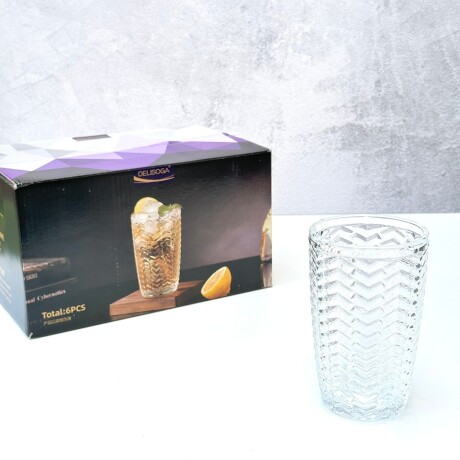 Juego De 6 Vasos Vidrio Labrado 380ML Juego De 6 Vasos Vidrio Labrado 380ML