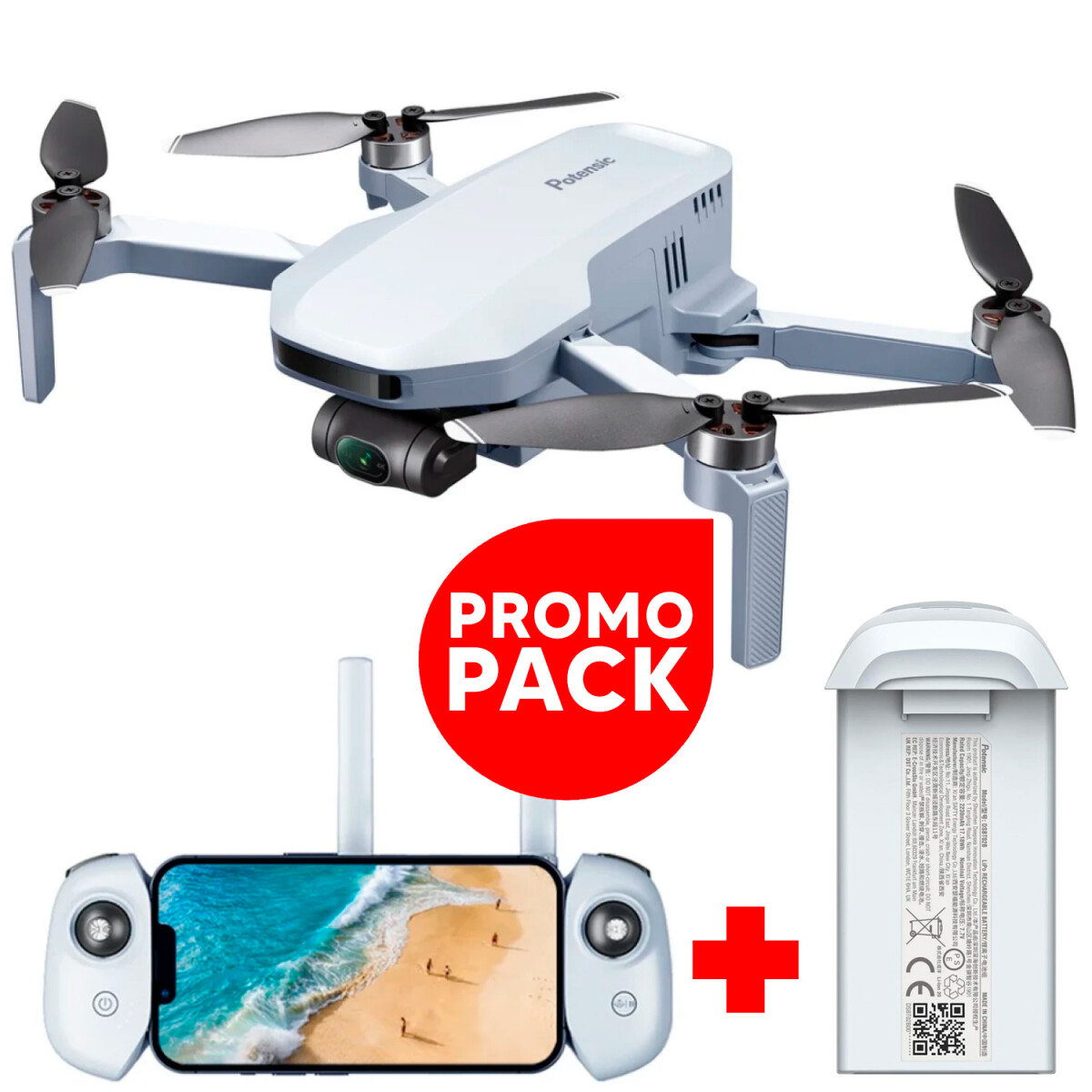 Pack Drone Potensic Atom Standard 12mp 4k 6kms + Batería - PK DORNE POTENSIC ATOM STANDARD + BATERI 
