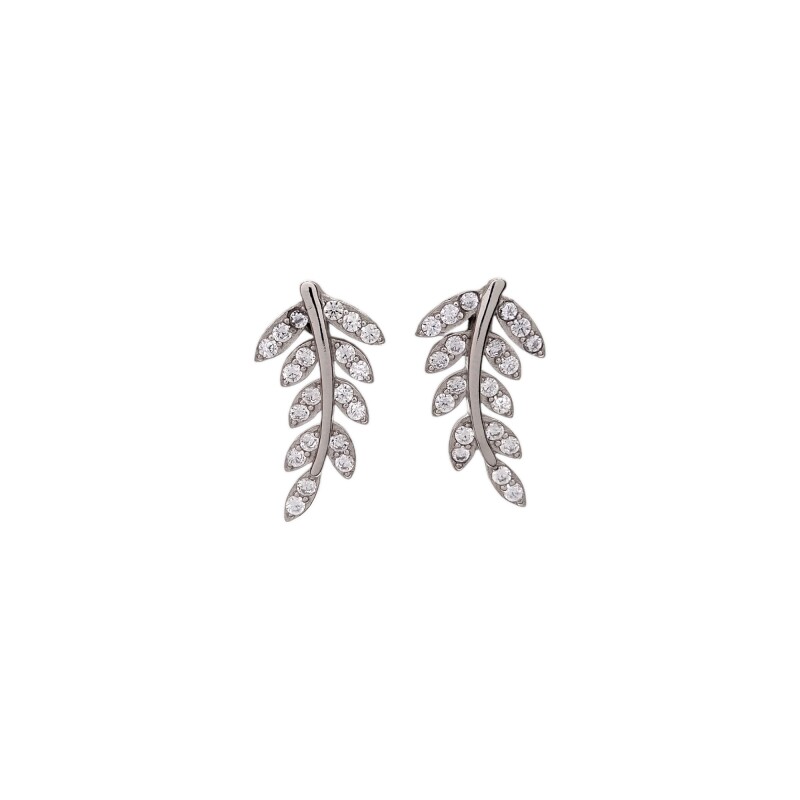 Caravanas Hoja-Plata 925-Piedra Zirconia-CA3089 conpiedra