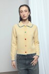 Cardigan con detalle de pespuntes crudo