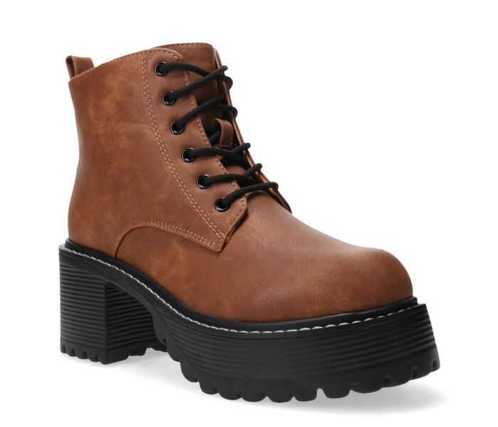 Bota BONNIE acordonada con taco y plataforma Tan