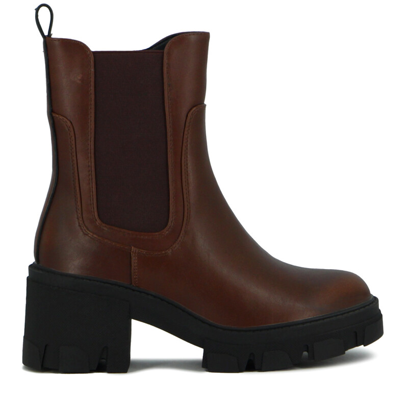 Darkness Bota De Dama C/ Elastico Caña Baja Taco Cuadrado - Bronce Bronce
