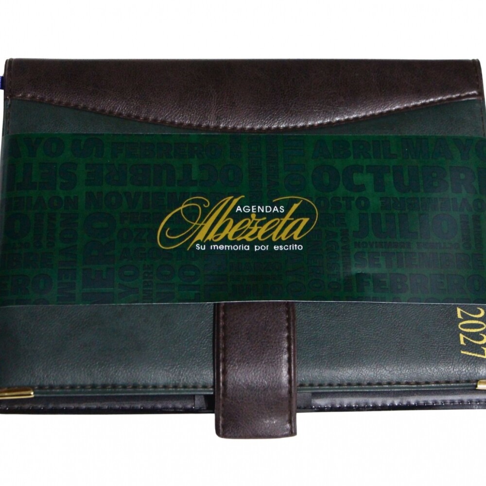 AGENDA ABEZETA 203 CP CLASSIC TAPA COSIDA Y PRESILLA TAPA MARRON Y VERDE