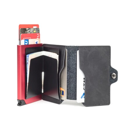 Billetera Baleine Kansas en Aluminio y Cuero con Protección RFID Dark Red