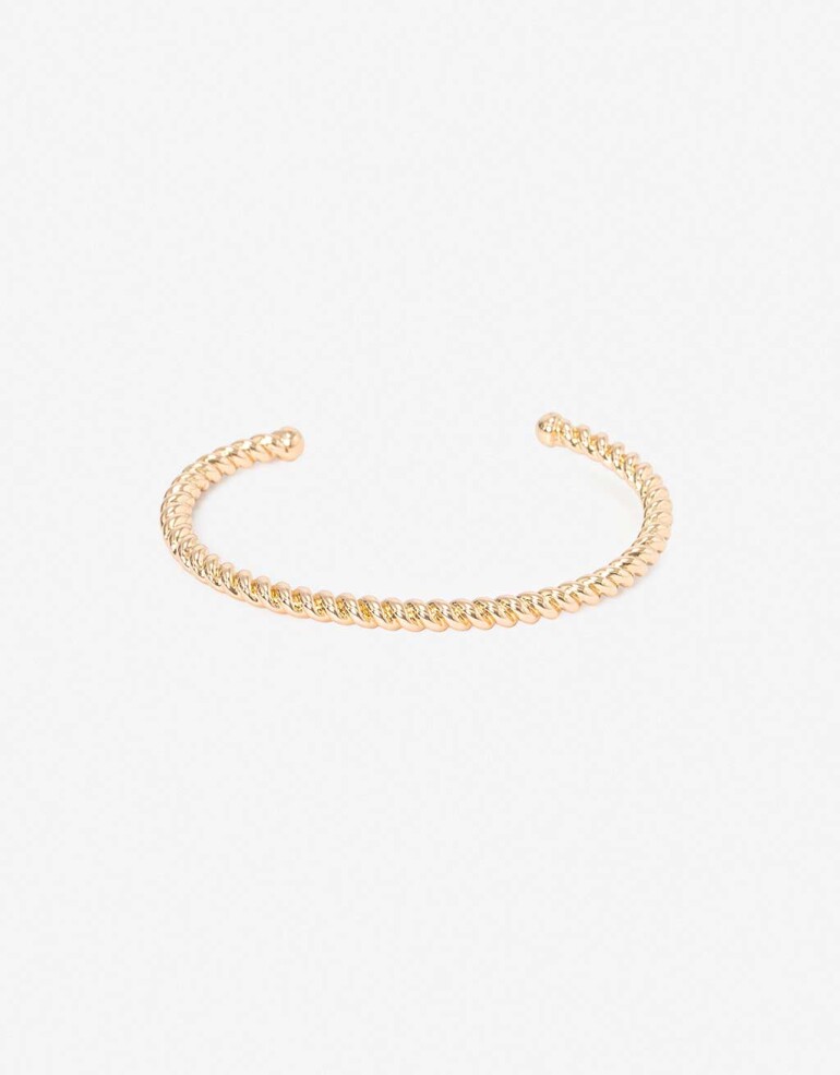 Pulseras Rígidas Metal Pulsera Rígida De Metal Torzado De La Línea Stay Golden. - Dorado