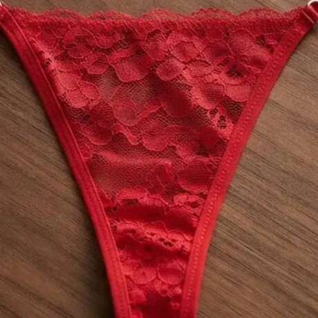 Tanga De Encaje Con Puntilla Rojo