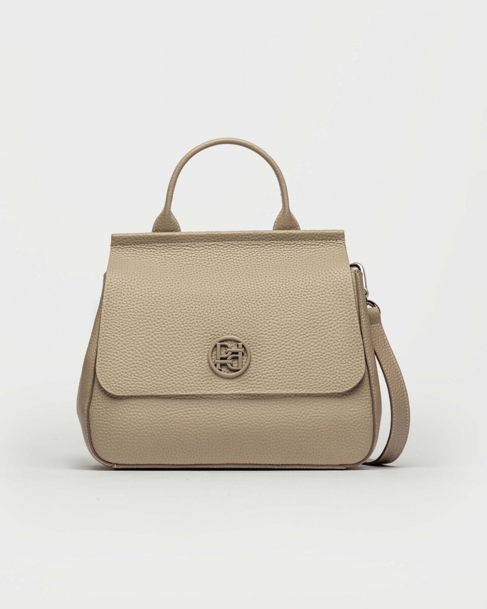 Cartera de Mano Catalana En Cuero Graneado - Taupe 