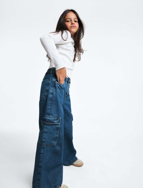 PANTALONES VAQUEROS DE PIERNA ANCHA AZUL