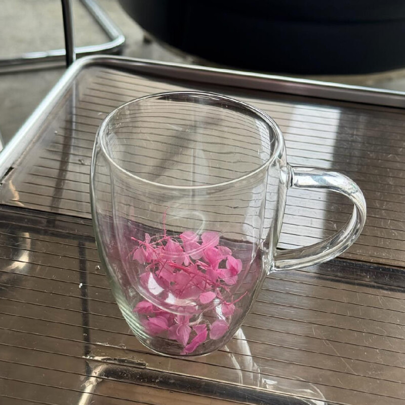 Taza doble vidrio pétalos 350ml Taza doble vidrio pétalos 350ml