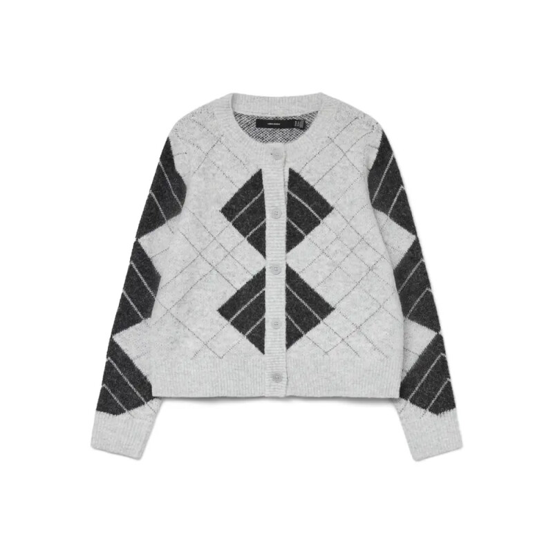 VMDAE LS O-NECK CARDIGAN Light Grey Melange-DGM