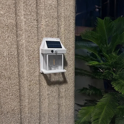 Lámpara farol solar p/exterior blanco cálido IP65 IX4926