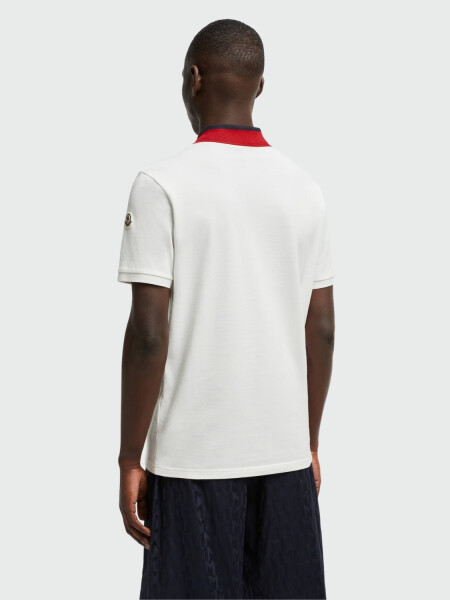 Moncler - Polo de Algodón con Parche con Logotipo Blanco