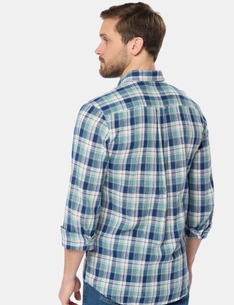 CAMISA DE LINO A CUADROS Verde